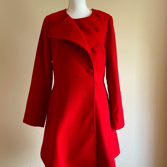 NWT Beautiful fit-and-flare red coat - Picture 1 of 8